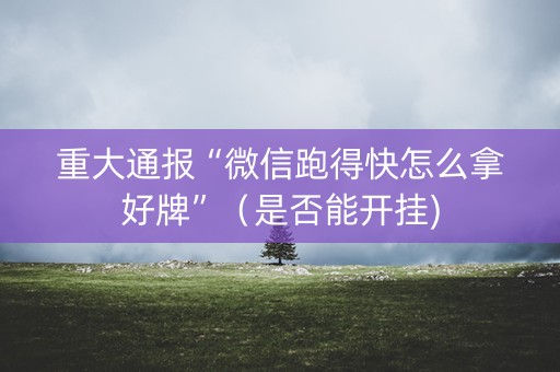 重大通报“微信跑得快怎么拿好牌”（是否能开挂)