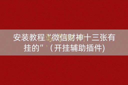 安装教程“微信财神十三张有挂的”（开挂辅助插件)