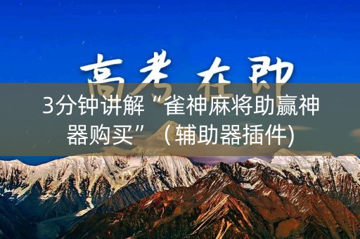 3分钟讲解“雀神麻将助赢神器购买”（辅助器插件)