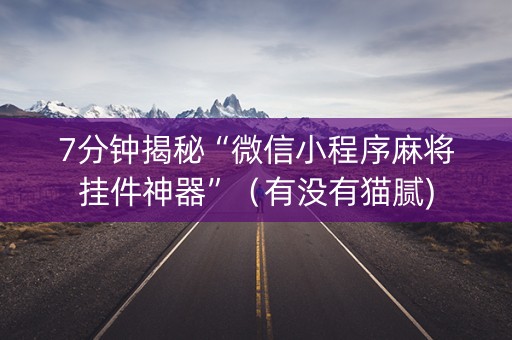 7分钟揭秘“微信小程序麻将挂件神器”（有没有猫腻)