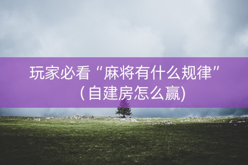 玩家必看“麻将有什么规律”（自建房怎么赢)