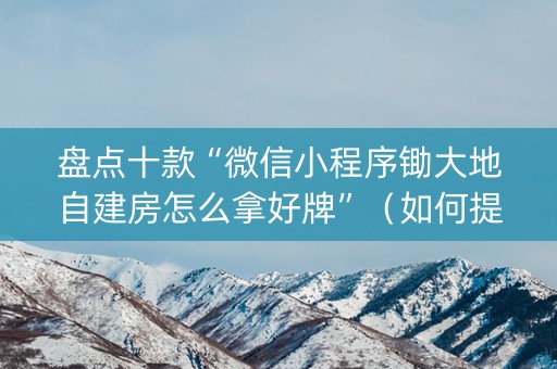 盘点十款“微信小程序锄大地自建房怎么拿好牌”（如何提高胜率)