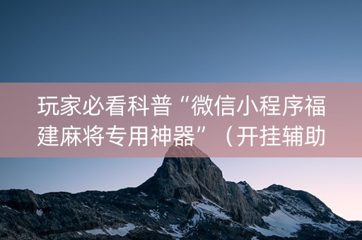 玩家必看科普“微信小程序福建麻将专用神器”（开挂辅助器脚本)