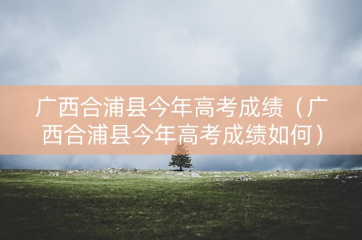 广西合浦县今年高考成绩（广西合浦县今年高考成绩如何）