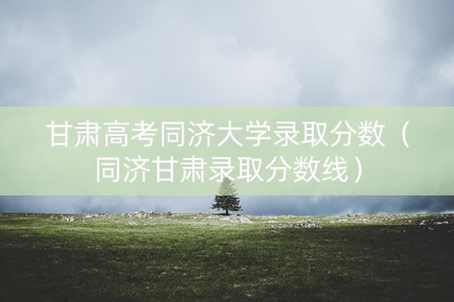 甘肃高考同济大学录取分数（同济甘肃录取分数线）