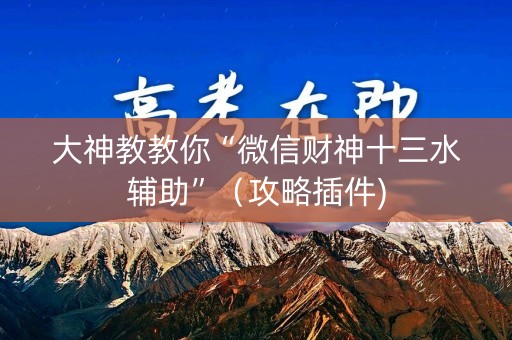 大神教教你“微信财神十三水辅助”（攻略插件)