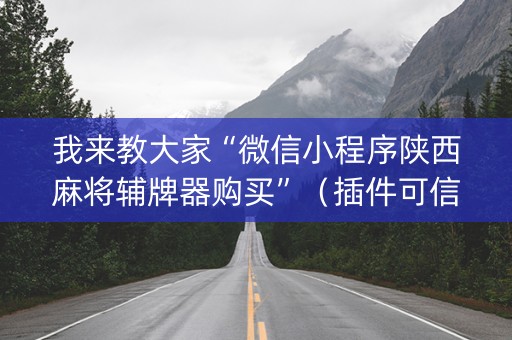 我来教大家“微信小程序陕西麻将辅牌器购买”（插件可信吗)