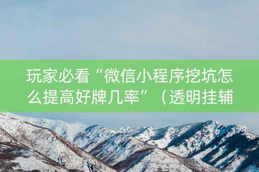 玩家必看“微信小程序挖坑怎么提高好牌几率”（透明挂辅助器)