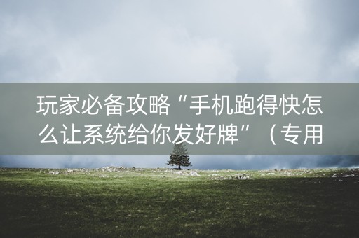 玩家必备攻略“手机跑得快怎么让系统给你发好牌”（专用神器)