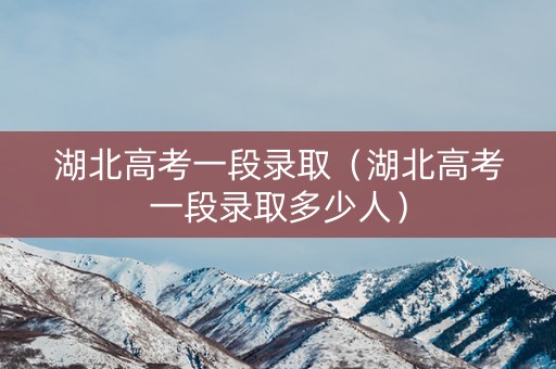 湖北高考一段录取（湖北高考一段录取多少人）