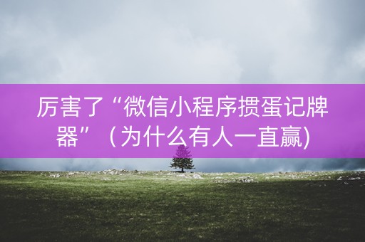厉害了“微信小程序掼蛋记牌器”（为什么有人一直赢)