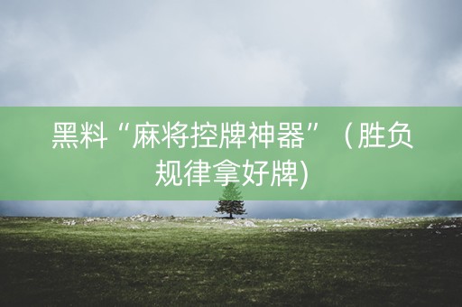 黑料“麻将控牌神器”（胜负规律拿好牌)