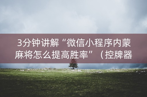 3分钟讲解“微信小程序内蒙麻将怎么提高胜率”（控牌器)