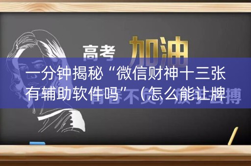 一分钟揭秘“微信财神十三张有辅助软件吗”（怎么能让牌好一点)