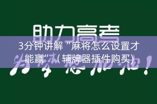 3分钟讲解“麻将怎么设置才能赢”（辅牌器插件购买)