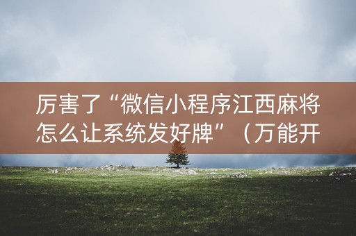 厉害了“微信小程序江西麻将怎么让系统发好牌”（万能开挂器)