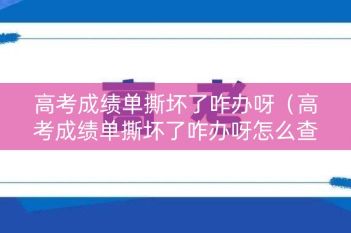 高考成绩单撕坏了咋办呀（高考成绩单撕坏了咋办呀怎么查）