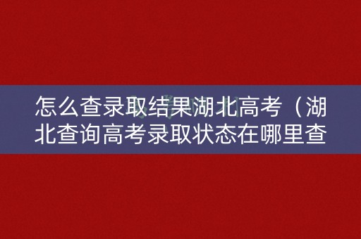 怎么查录取结果湖北高考（湖北查询高考录取状态在哪里查询）