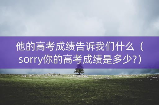 他的高考成绩告诉我们什么（sorry你的高考成绩是多少?）