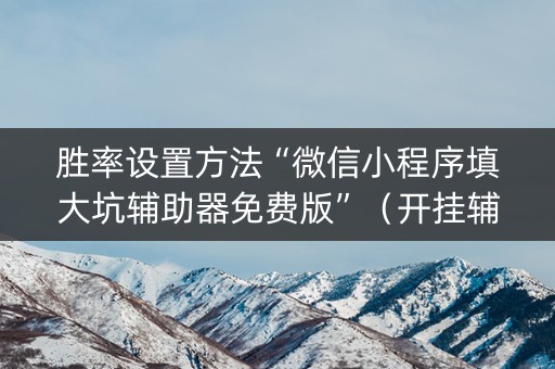 胜率设置方法“微信小程序填大坑辅助器免费版”（开挂辅助插件)
