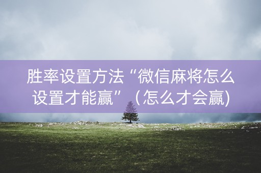 胜率设置方法“微信麻将怎么设置才能赢”（怎么才会赢)