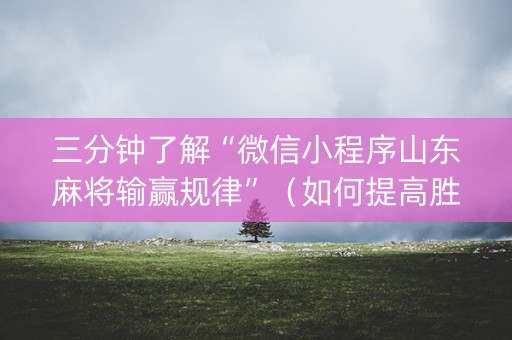 三分钟了解“微信小程序山东麻将输赢规律”（如何提高胜率)