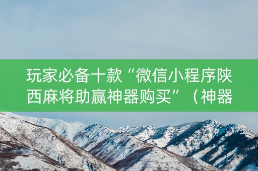 玩家必备十款“微信小程序陕西麻将助赢神器购买”（神器最新免费)