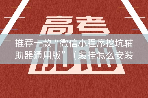 推荐十款“微信小程序挖坑辅助器通用版”（装挂怎么安装)