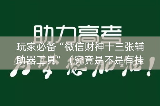 玩家必备“微信财神十三张辅助器工具”（究竟是不是有挂)