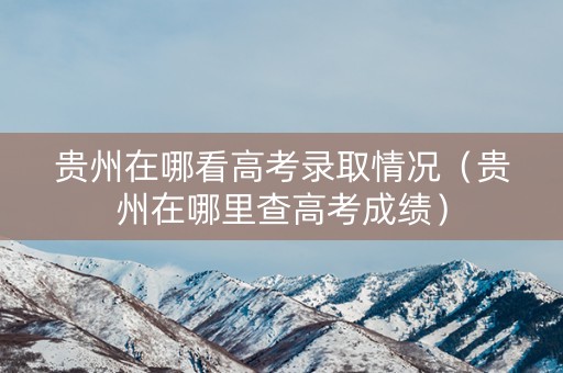 贵州在哪看高考录取情况（贵州在哪里查高考成绩）