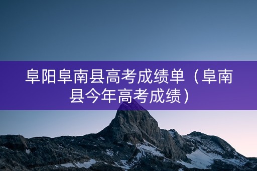 阜阳阜南县高考成绩单（阜南县今年高考成绩）