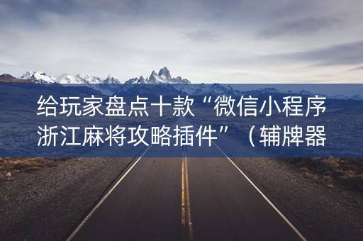 给玩家盘点十款“微信小程序浙江麻将攻略插件”（辅牌器插件购买)
