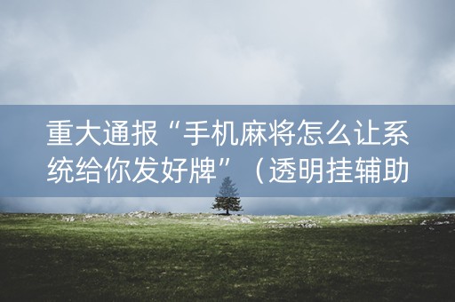 重大通报“手机麻将怎么让系统给你发好牌”（透明挂辅助器)