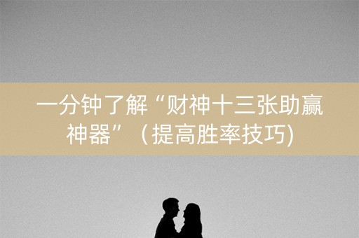 一分钟了解“财神十三张助赢神器”（提高胜率技巧)