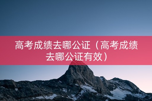 高考成绩去哪公证（高考成绩去哪公证有效）
