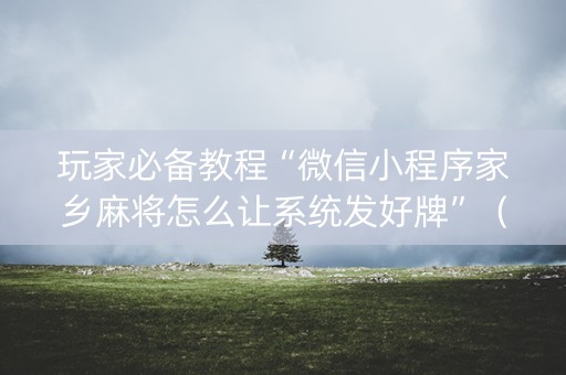 玩家必备教程“微信小程序家乡麻将怎么让系统发好牌”（怎么让系统给你发好牌)