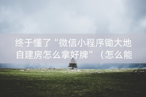 终于懂了“微信小程序锄大地自建房怎么拿好牌”（怎么能得到好牌)