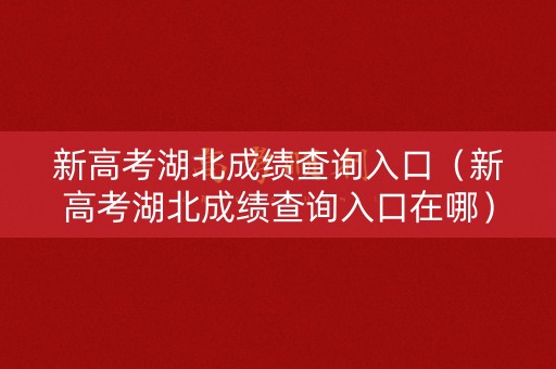 新高考湖北成绩查询入口（新高考湖北成绩查询入口在哪）