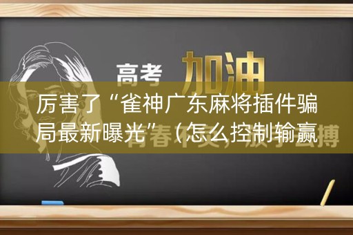 厉害了“雀神广东麻将插件骗局最新曝光”（怎么控制输赢)