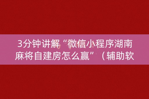 3分钟讲解“微信小程序湖南麻将自建房怎么赢”（辅助软件)
