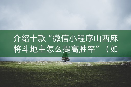 介绍十款“微信小程序山西麻将斗地主怎么提高胜率”（如何提高胜率)