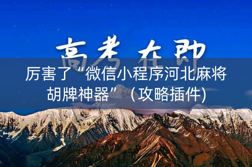 厉害了“微信小程序河北麻将胡牌神器”（攻略插件)