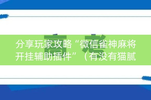 分享玩家攻略“微信雀神麻将开挂辅助插件”（有没有猫腻)