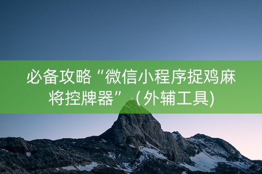 必备攻略“微信小程序捉鸡麻将控牌器”（外辅工具)