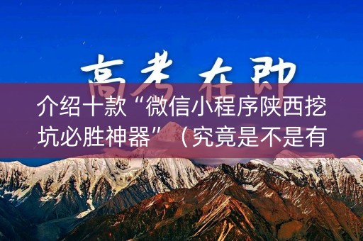 介绍十款“微信小程序陕西挖坑必胜神器”（究竟是不是有挂)