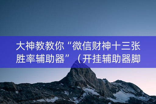 大神教教你“微信财神十三张胜率辅助器”（开挂辅助器脚本)