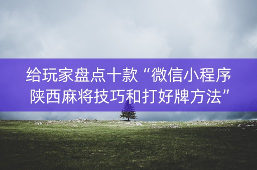 给玩家盘点十款“微信小程序陕西麻将技巧和打好牌方法”（究竟是不是有挂)