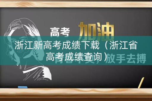 浙江新高考成绩下载（浙江省高考成绩查询）
