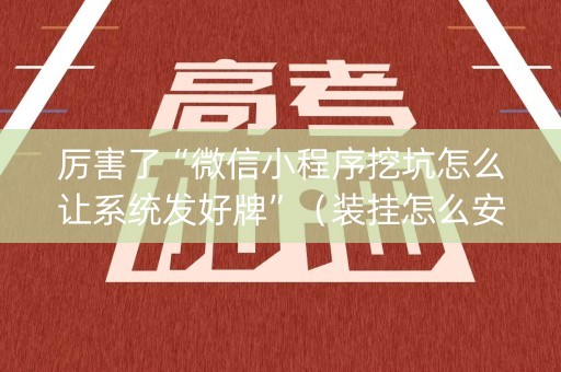 厉害了“微信小程序挖坑怎么让系统发好牌”（装挂怎么安装)