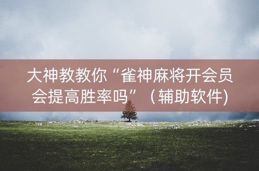 大神教教你“雀神麻将开会员会提高胜率吗”（辅助软件)